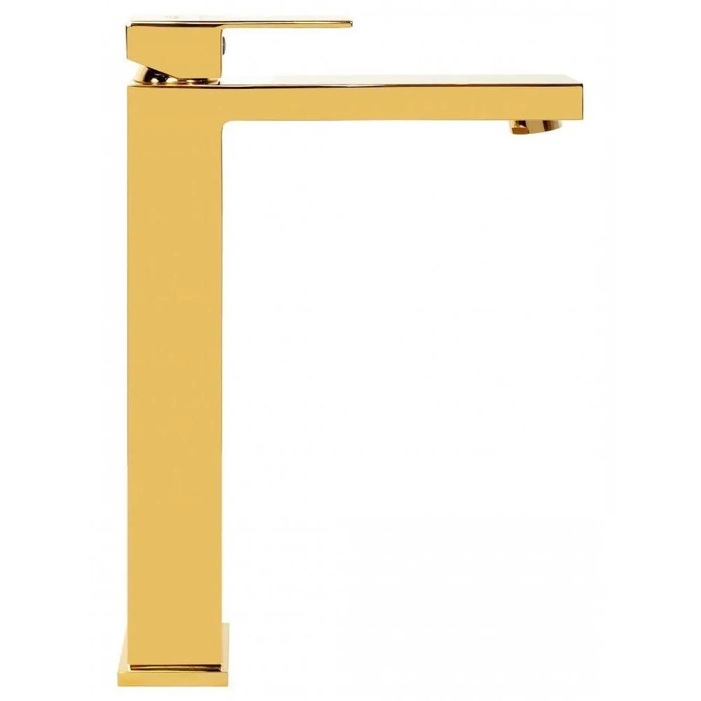 Смеситель для раковины высокий Hansberge H2070GO, золото