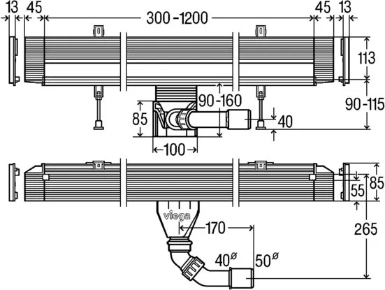 Душевой лоток Viega Advantix Vario 90-160 см 736552