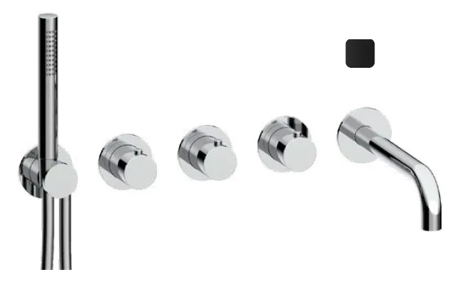 Смеситель для ванны и душа Almar с переключателем на 3 положения, черный матовый (E180137.MB)