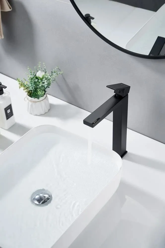 Смеситель для раковины высокий Knotlor KN-24/BL, черный