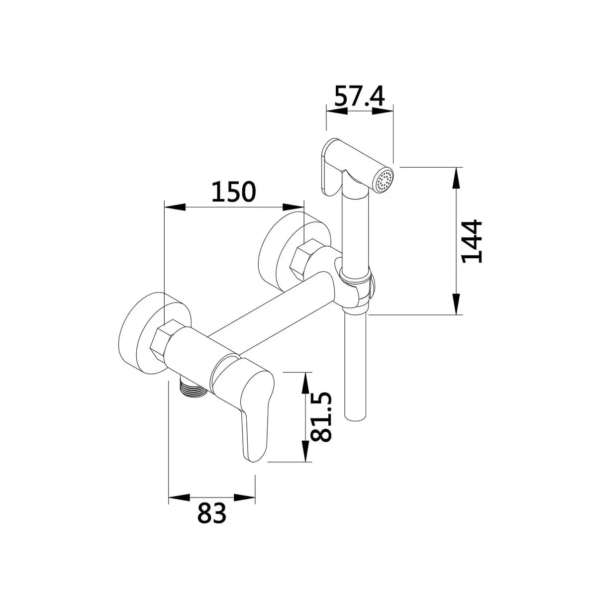 Гигиенический душ со смесителем D-Lin D180202, хром