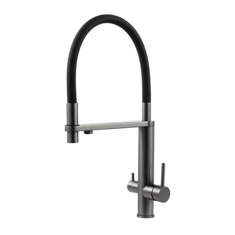 Смеситель для кухни с подключением фильтра Knotlor SS-15/GM, вороненая сталь