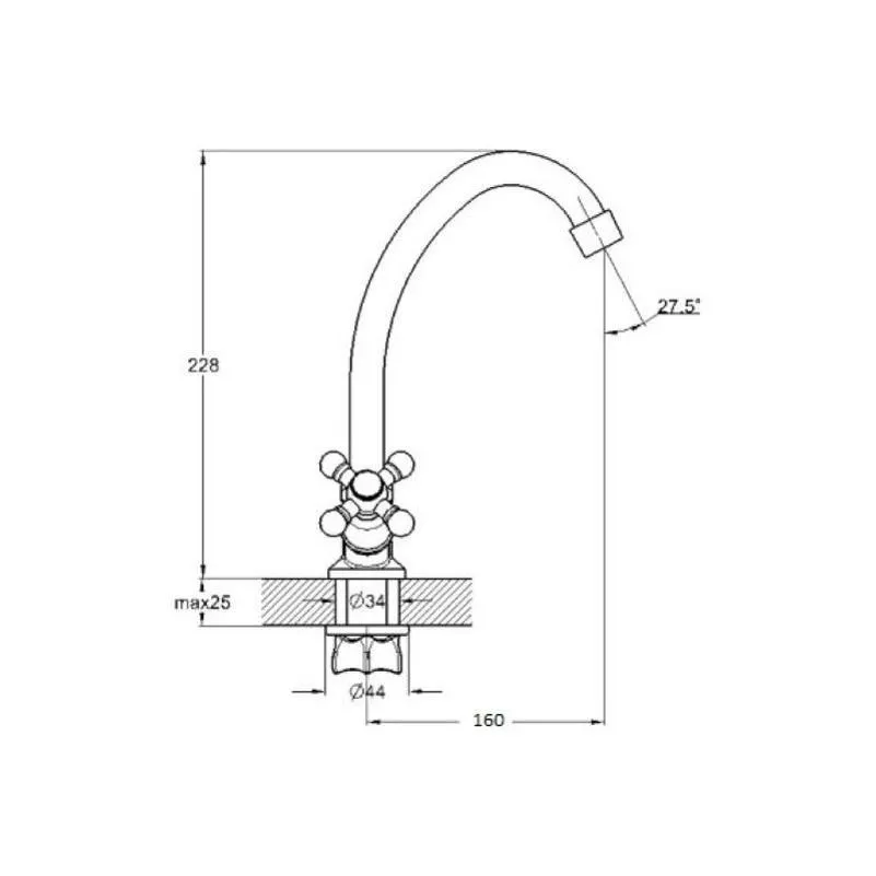 Смеситель для кухни D-Lin D151807-1, хром