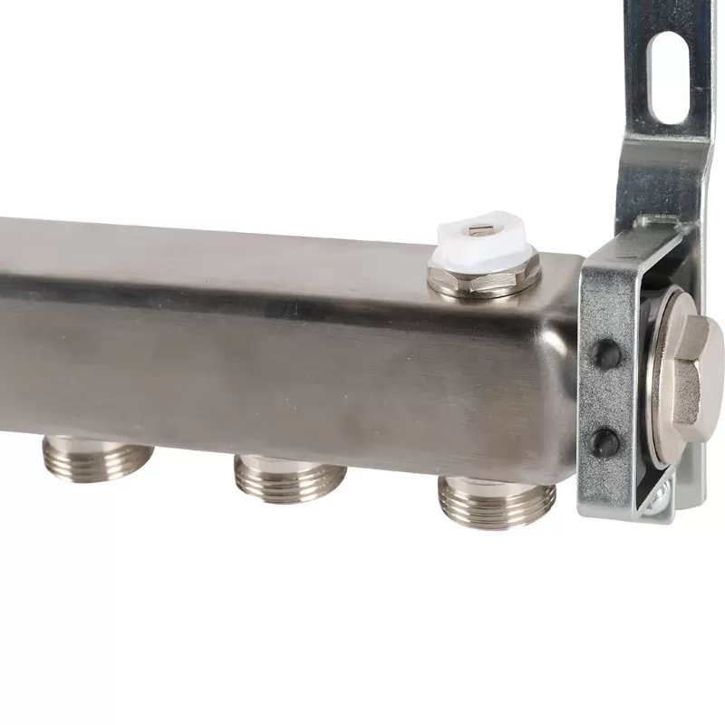 Коллектор Rommer 1"x3/4" на 7 контуров для радиаторной разводки (нерж. сталь) (RMS-4401-000007)