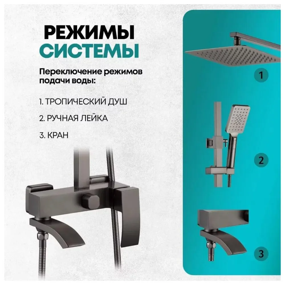 Душевая система Grocenberg GB7007-1BG, графит