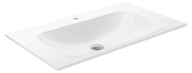 32960318001 PLAN Керамический умывальник 805x17/133x494 mm, 1 отверстие под смеситель, без перелива, со сливом-переливом CLOU , белый Clean Plus