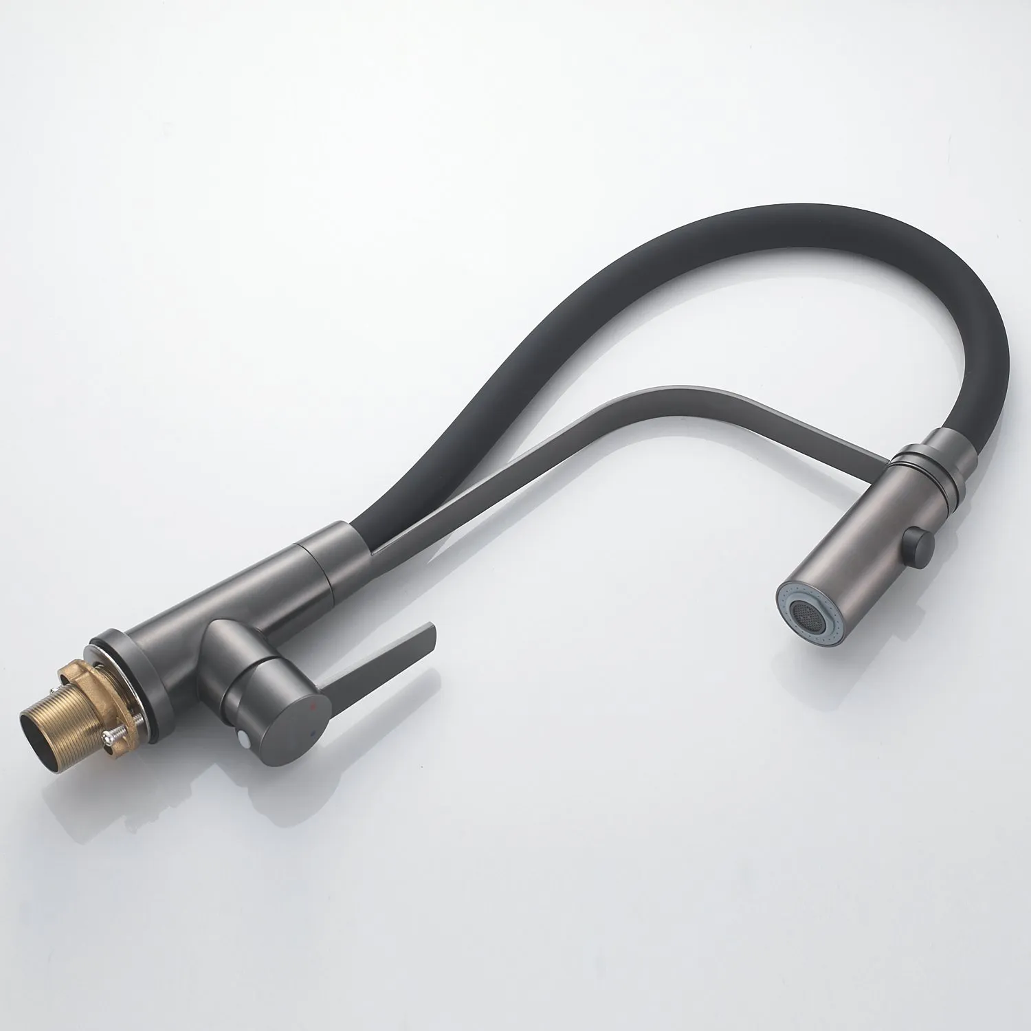 Смеситель для кухни с гибким изливом и режимом "душ" Shevanik S943T-3, оружейная сталь