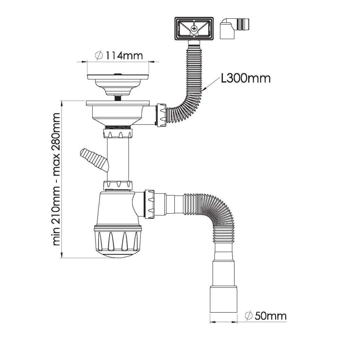 Сифон для кухонной мойки с переливом Nova NV1047