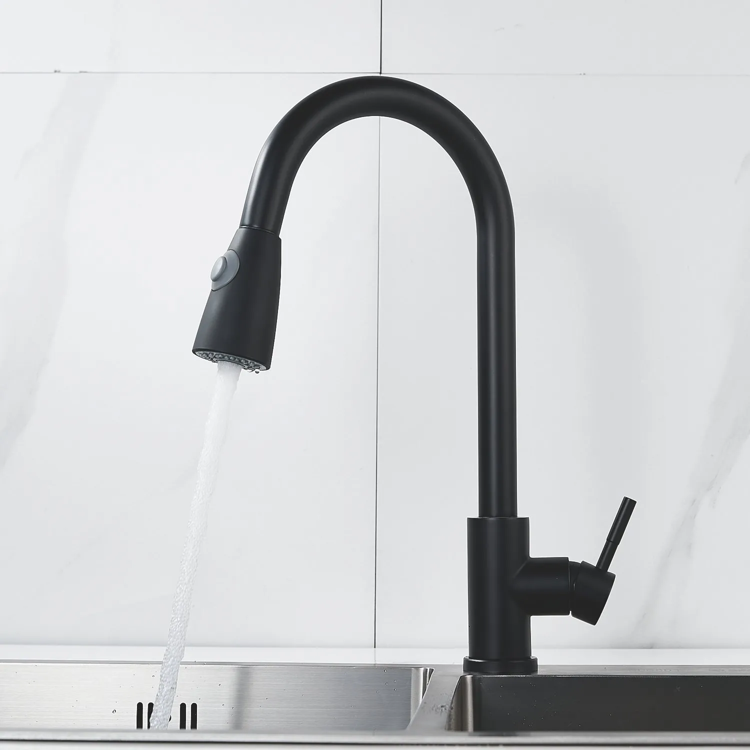 Смеситель для кухни с выдвижным изливом Raffine F213H, черный