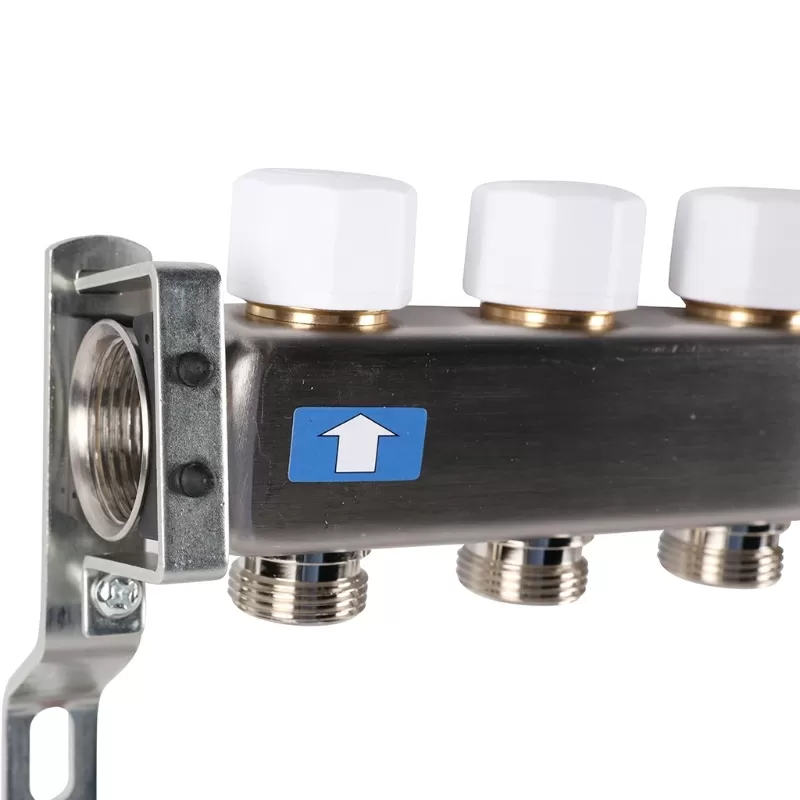 Коллектор Rommer 1"x3/4" на 12 контуров с запорными клапанами (нерж. сталь) (RMS-3201-000012)