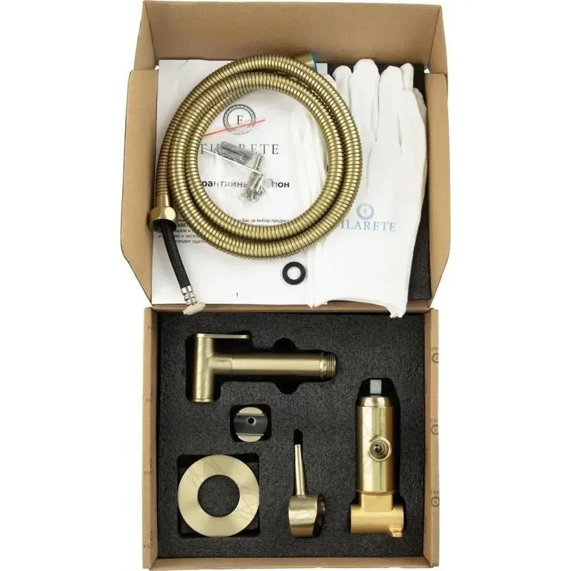 Гигиенический душ со смесителем встраиваемый FILARETE Roun FL100MG, матовое золото