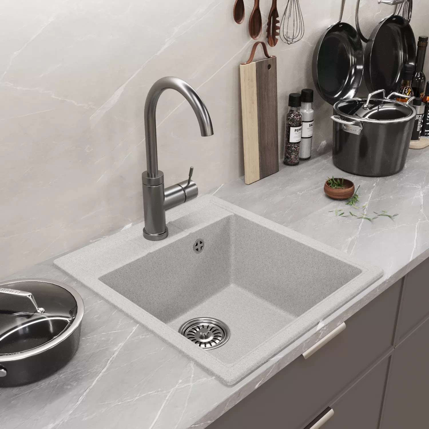 Мойка MIXLINE ML-GM28 серая (310)  450*500*190мм NEW (552098)
