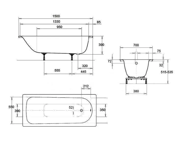 Ванна стальная Kaldewei Eurowa 310-1 150х70 (119612030001)