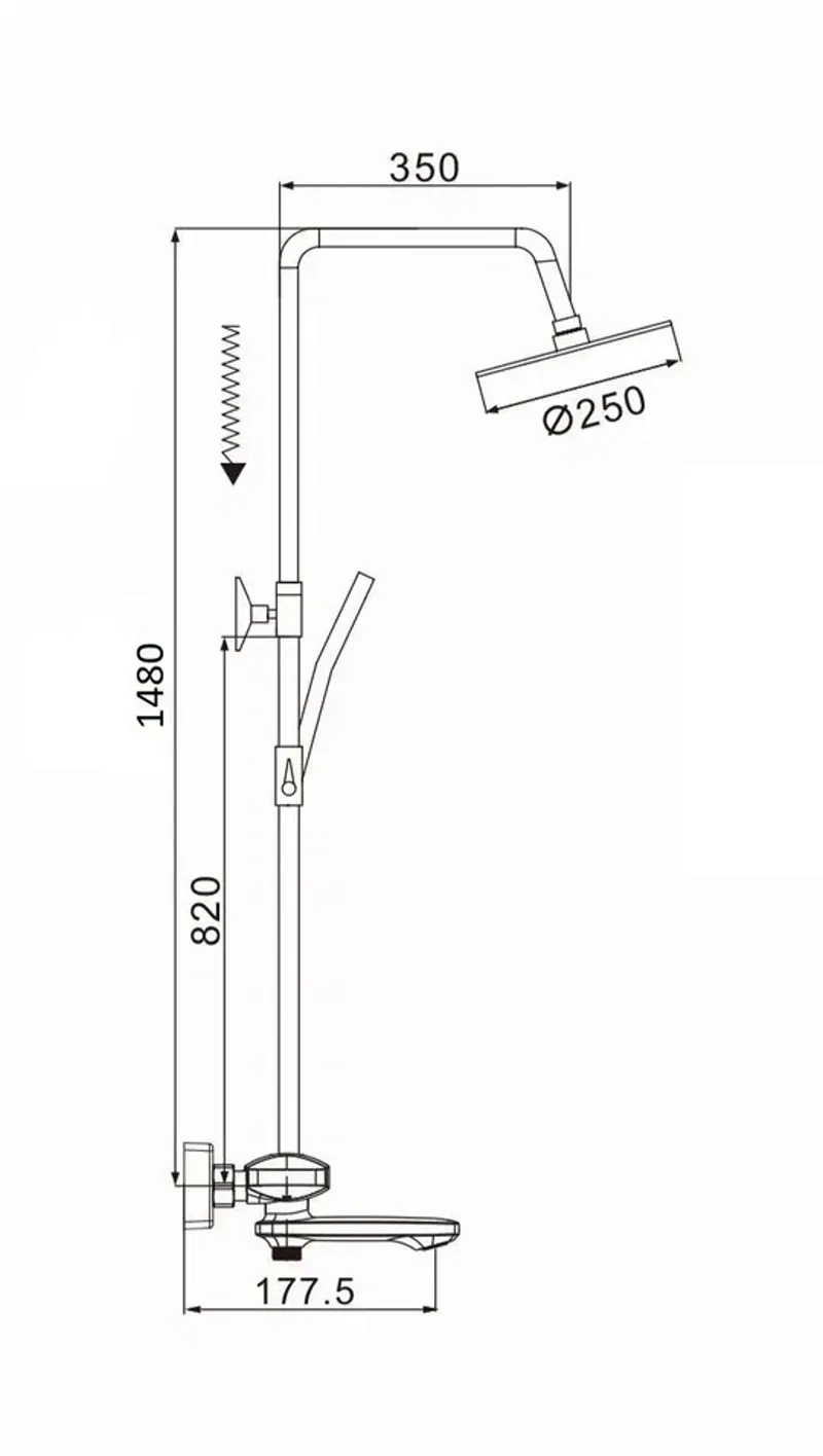 Душевая система с термостатом Rose R3996, хром