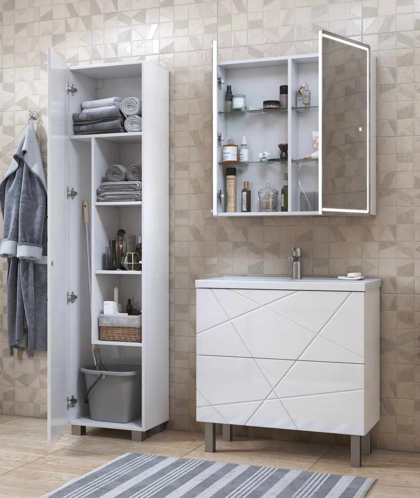 Тумба с раковиной напольная VIGO Geometry tn.bsf.GEO.FOS.70.2Y, 70 см