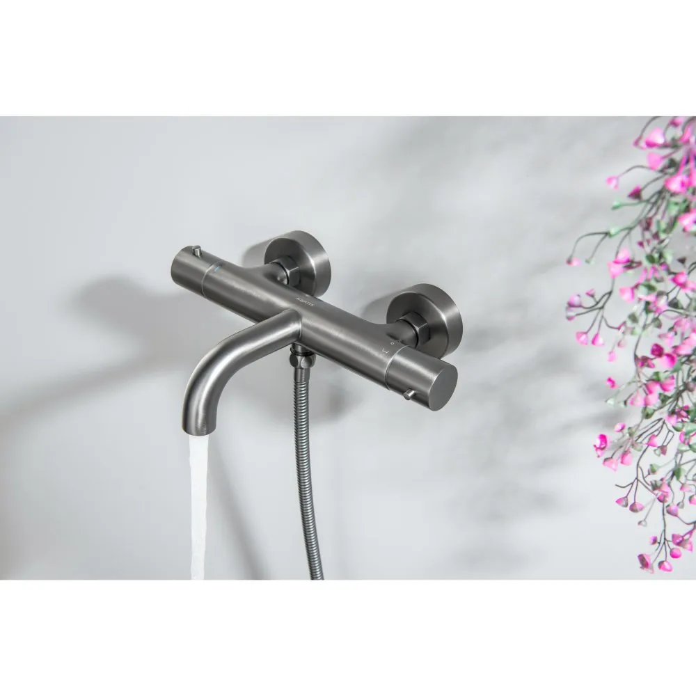 AQ1343BGM ЕВРОПА термостатический смеситель для ванны, шлиф. черный хром