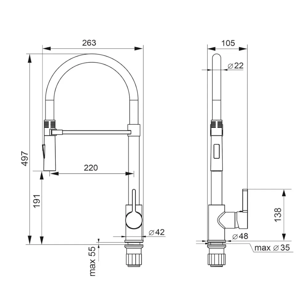 Cмеситель ULGRAN Quartz UQ-024-08, космос