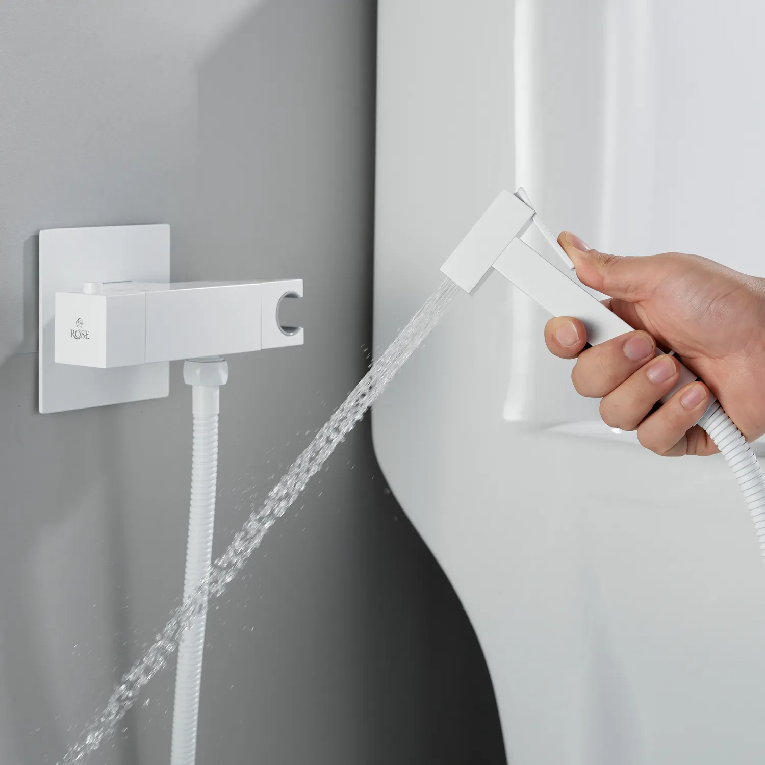Гигиенический душ с термостатом Rose R965C, белый
