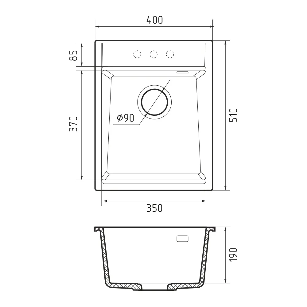 Кухонная мойка Rivelato TESORO TR-405, топаз