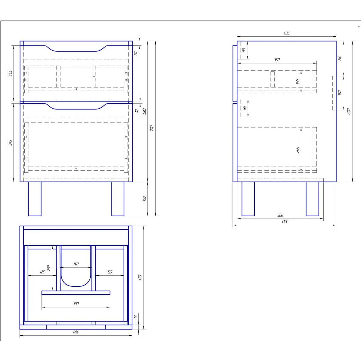 Тумба под раковину подвесная/напольная Dreja Q Plus 55 см, белый