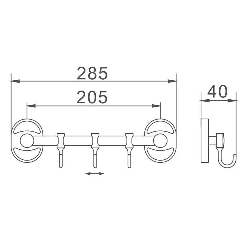 Планка с крючками для полотенец D-Lin D288700-3, хром