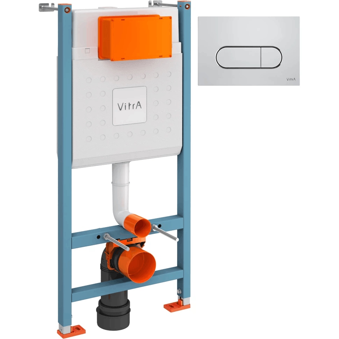 800-1873 Комплект Vitra: инсталляция Core 732-5800-01 и панель смыва Root R 740-2280 цвет глянцевый хром, 3/6 л, глубина установки 12 см, с крепежами