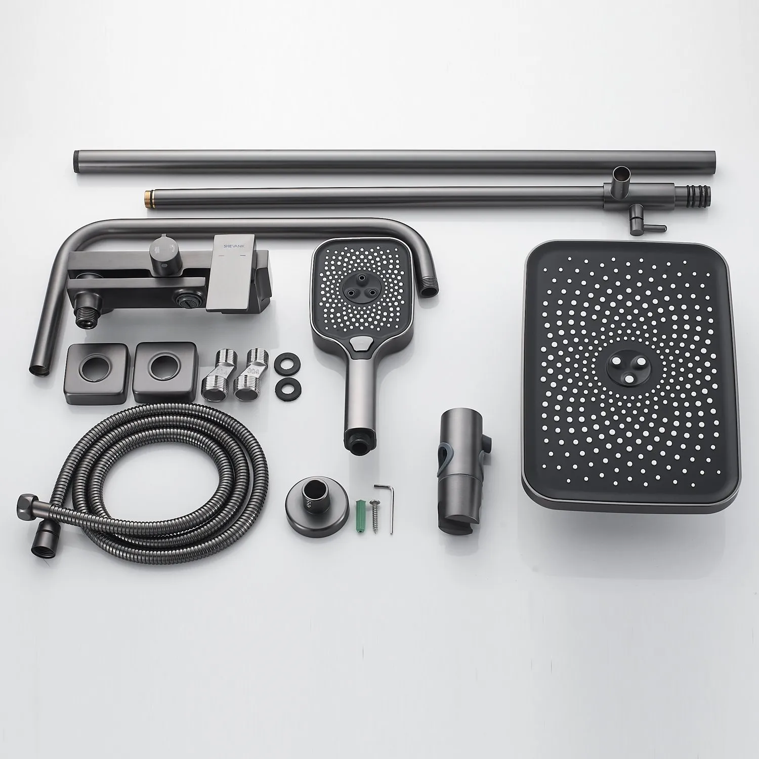Душевая система Shevanik S9636T, оружейная сталь
