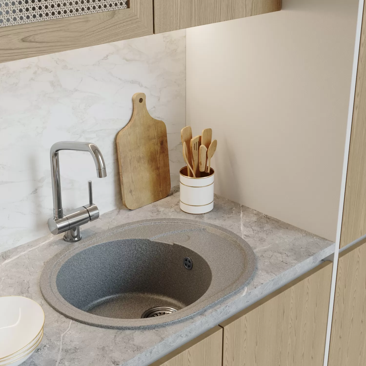 Мойка MIXLINE ML-GM17 овальная с крылом  темно-серая (309) 580*470*180мм NEW (551939)