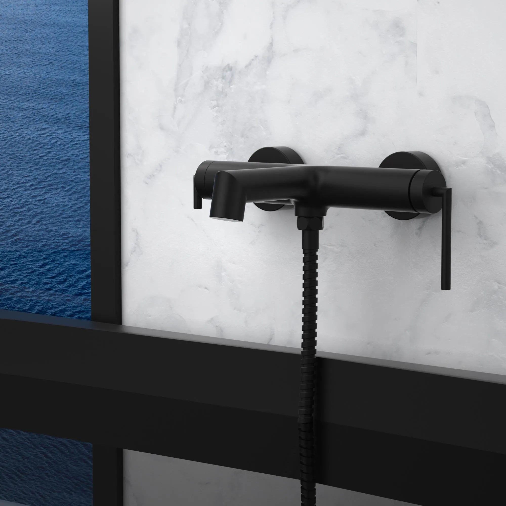 Смеситель для ванны и душа BelBagno Acqua, черный матовый (ACQUA-VASM-NERO)