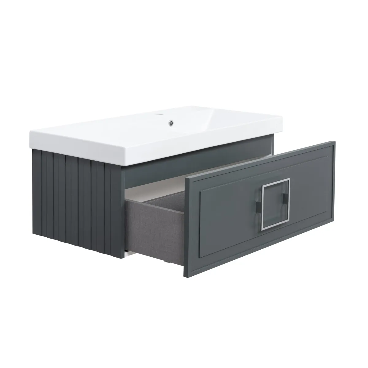 Тумба под раковину подвесная La Fenice Cubo FNC-01-CUB-G-90, серо-зеленая