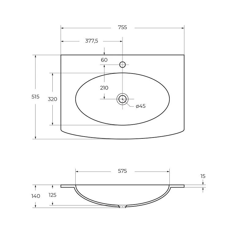 Стеклянная раковина Cezares 755х515х140 (82415)