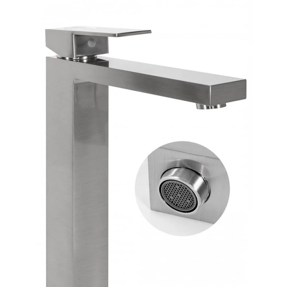 Смеситель для раковины высокий Hansberge H2070NK, никель