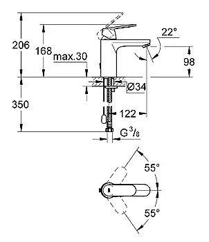 Смеситель для раковины GROHE Eurosmart Cosmopolitan стандартный, хром (арт. 23326000)