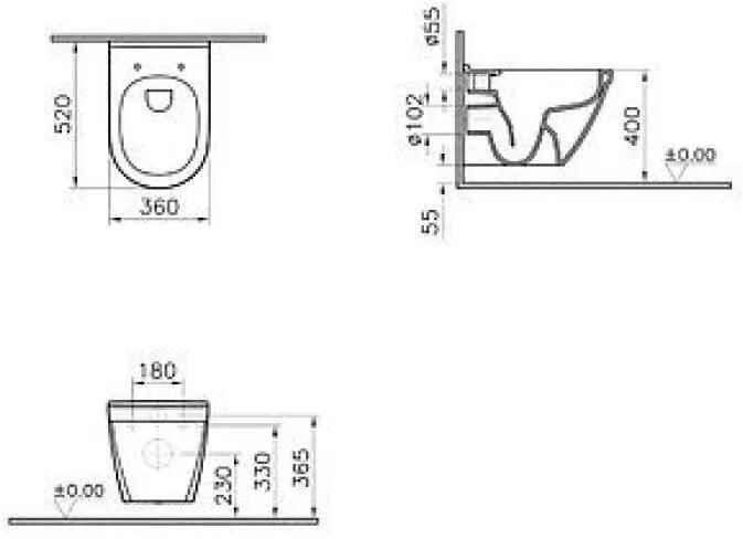 Чаша подвесного унитаза Vitra S50 Rim-Ex (7740B003-0075)