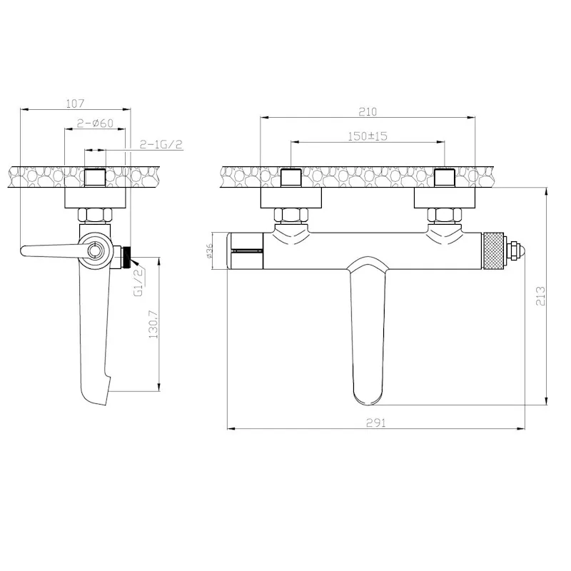 Смеситель для ванны ESKO BG54GM, оружейная сталь