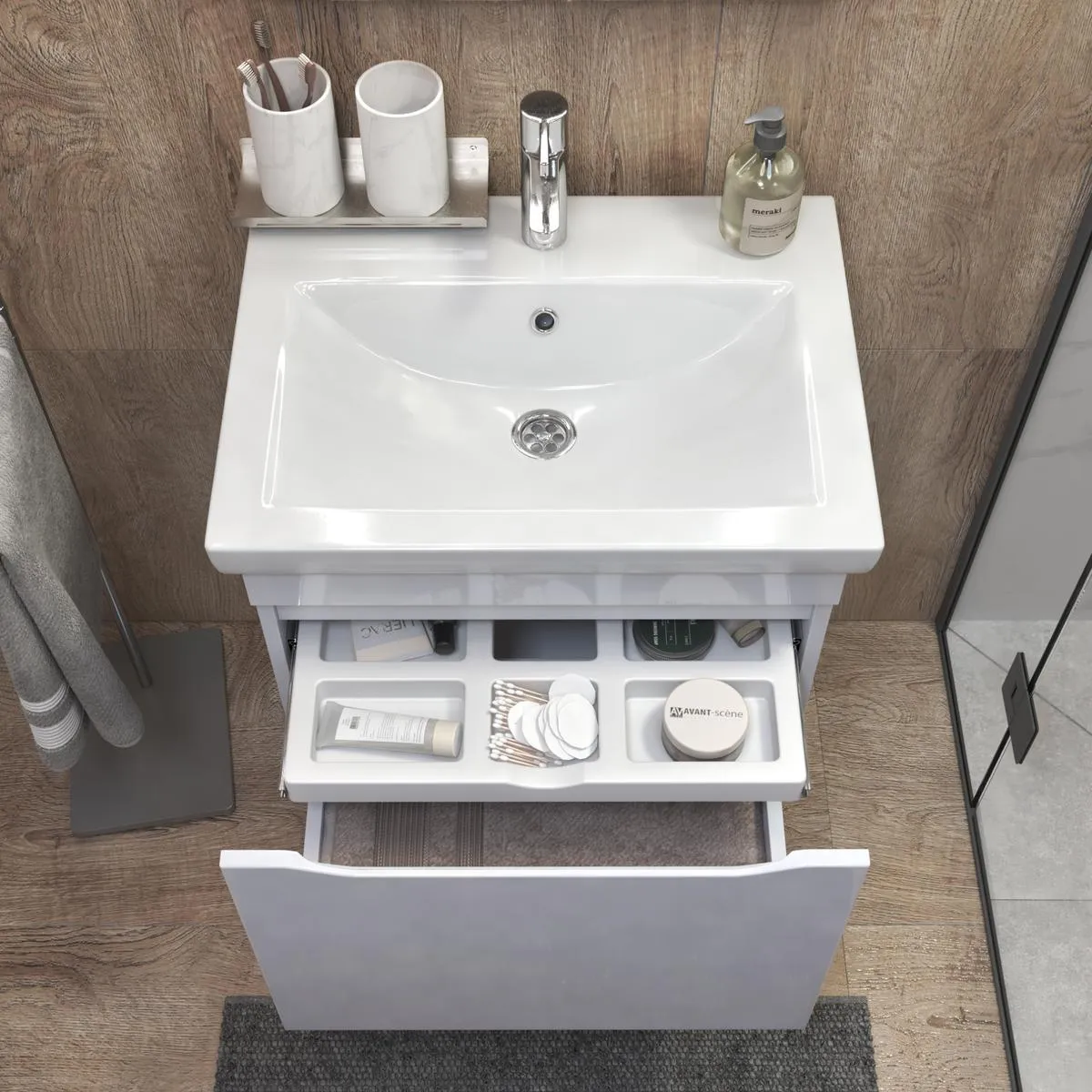 Тумба с раковиной подвесная VIGO Grani 057 белый, 60 см