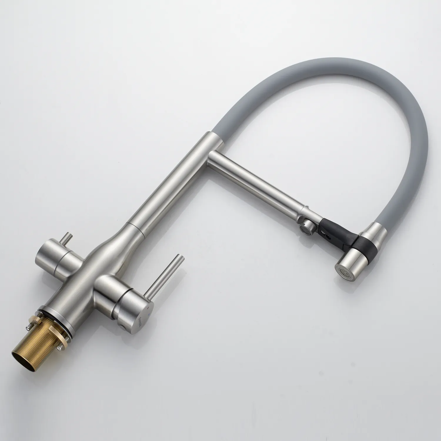 Смеситель для кухни с гибким изливом и подключением фильтра Shevanik S378L, сатин