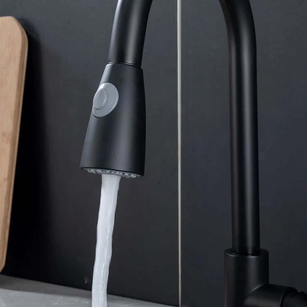 Смеситель для кухни с выдвижным изливом и режимом душ FRAP F60991-6, черный