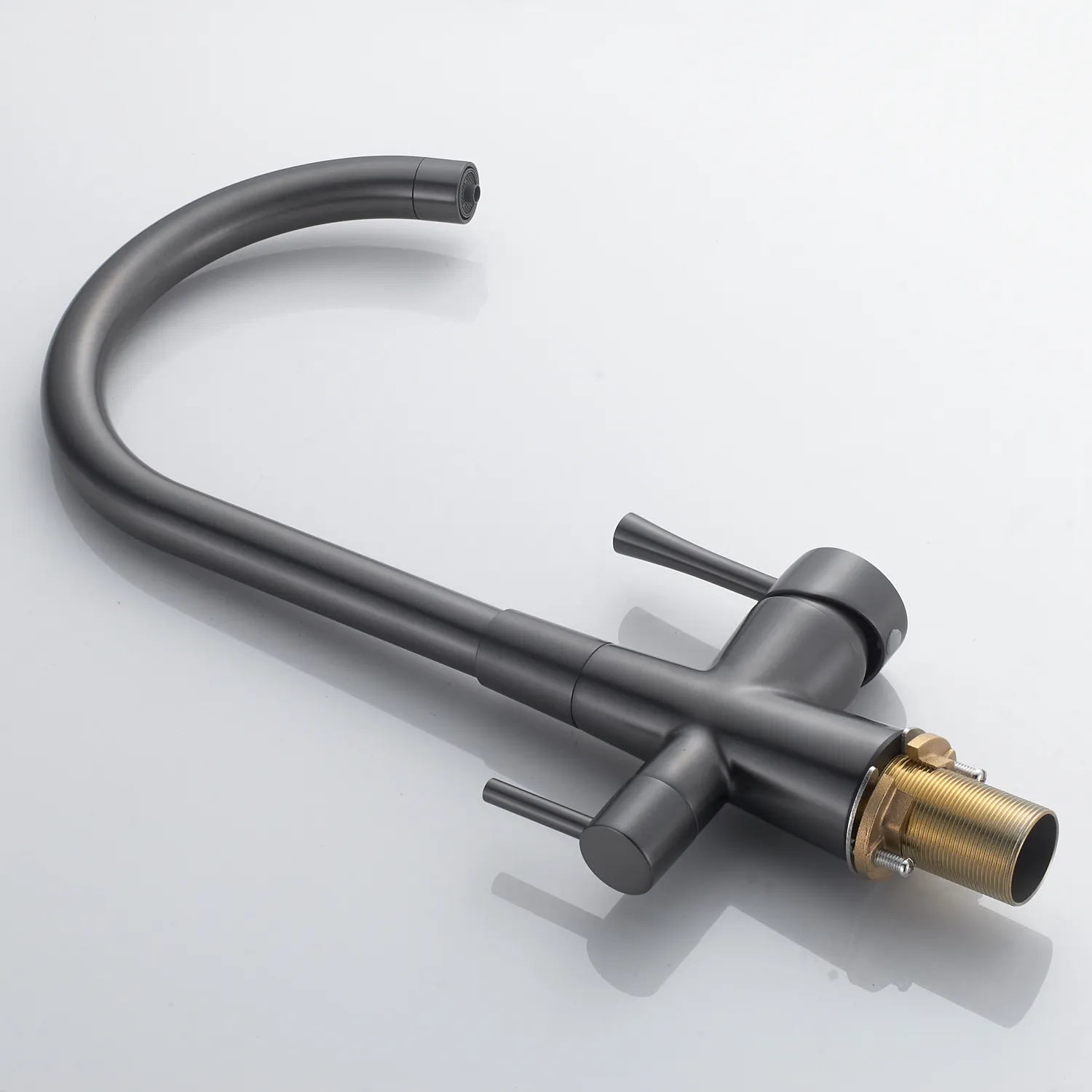 Смеситель для кухни с подключением фильтра Shevanik S428T, оружейная сталь