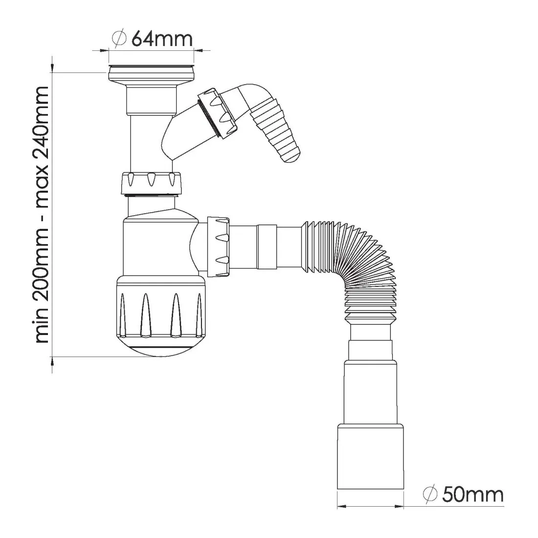 Сифон для умывальника Nova, NV1056