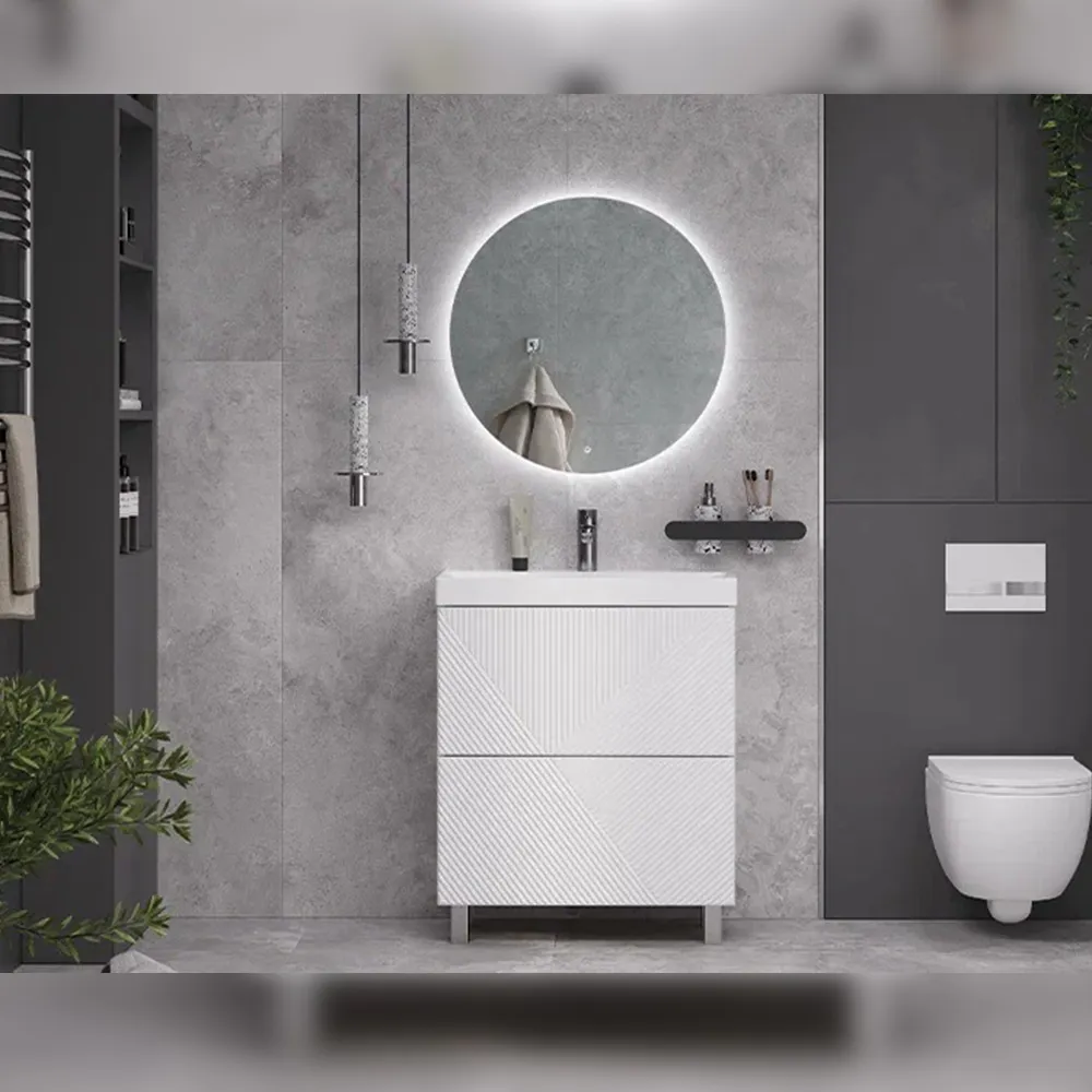 Тумба с раковиной напольная Velvex Edge tn.EDG.9696.70.2Y белый глянец, 70 см