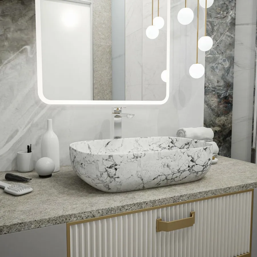 Раковина чаша Maretti FL13NS66-740MR, белый мрамор