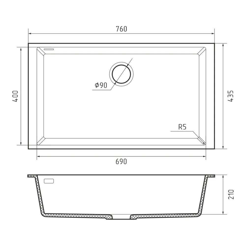 Кухонная мойка Rivelato STRIA SR-7669, коричневый