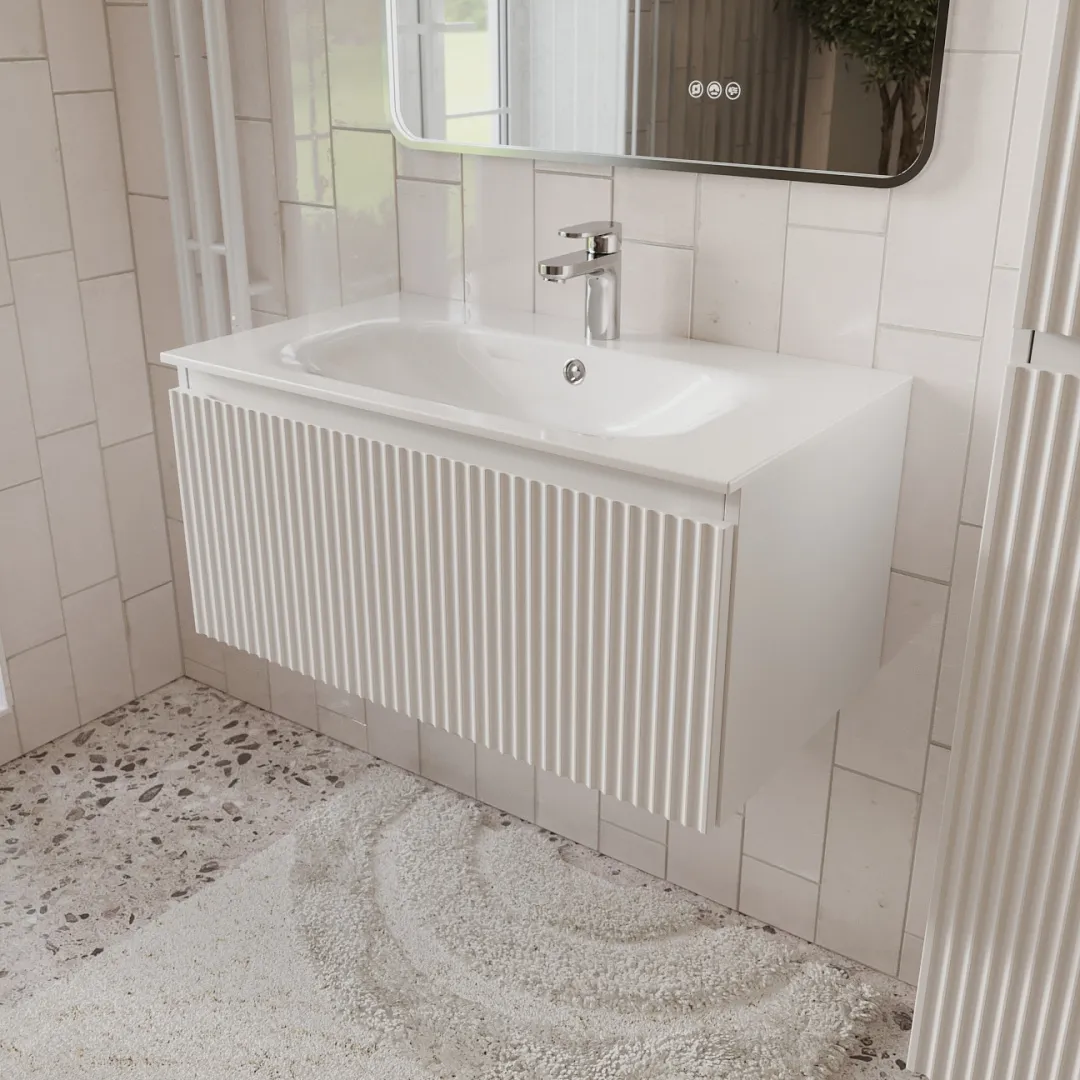 Тумба с раковиной подвесная (80см) Terminus Sicilia SIC10801900301O, белый