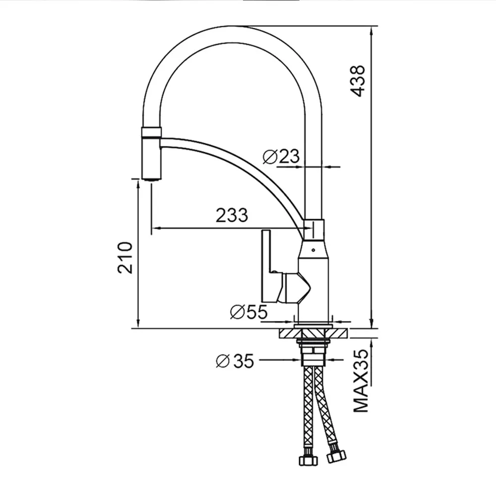 Смеситель для кухни с гибким изливом FRAP F4552-6, черный