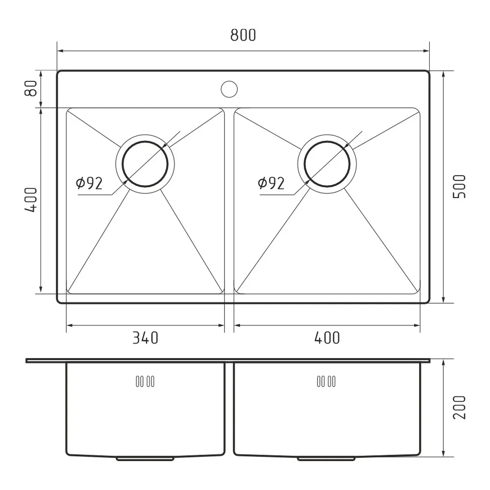 Кухонная мойка Rivelato Rinox 8050 B2 PVD, черный