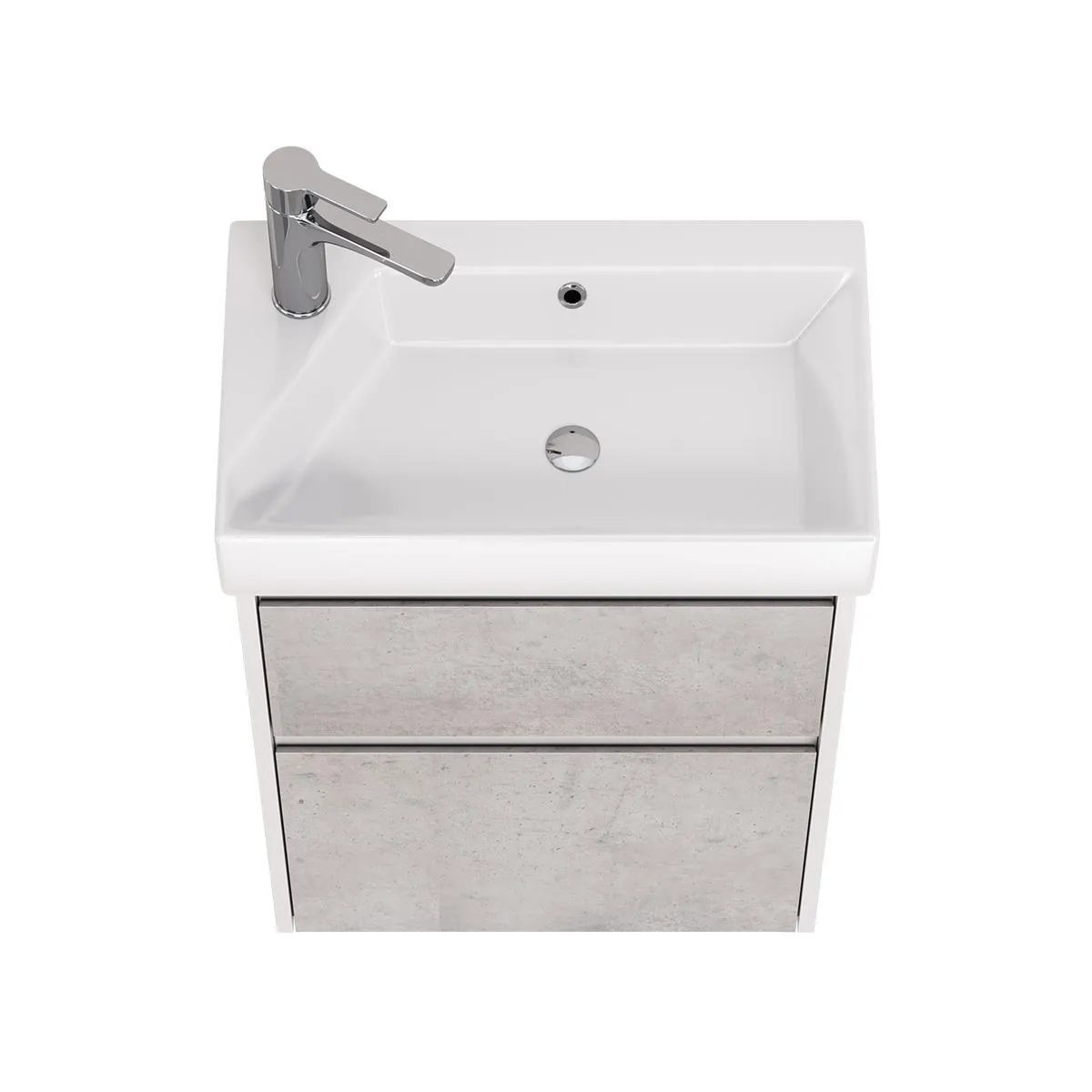 Тумба с раковиной подвесная Dreja Slim 55 см, белый/бетон
