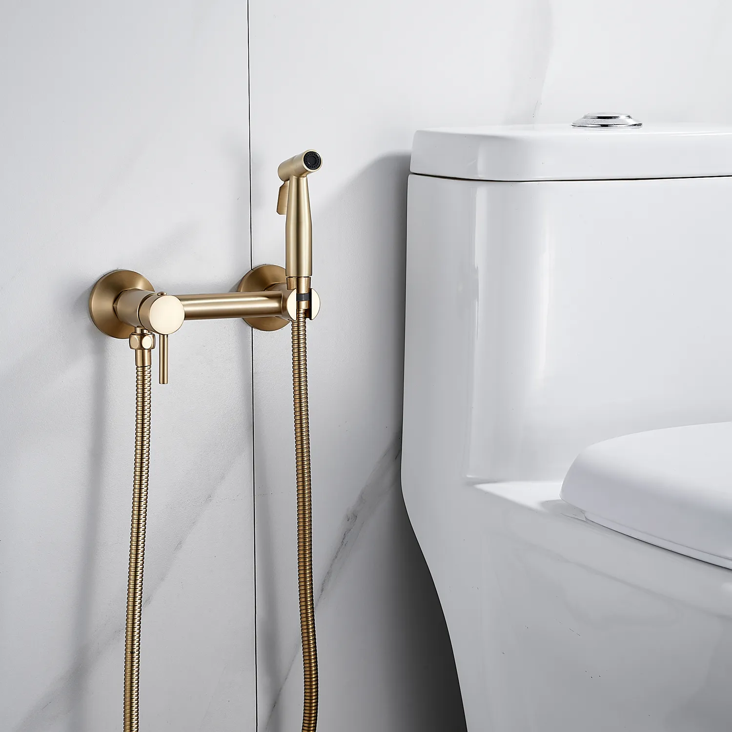 Гигиенический душ со смесителем Shevanik S107G, золотой сатин