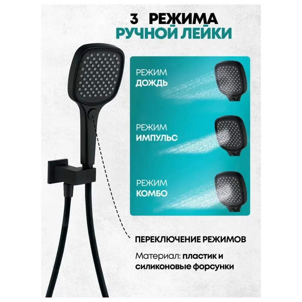 Душевая система встраиваемая (без излива) Grocenberg GB5040BL, черный