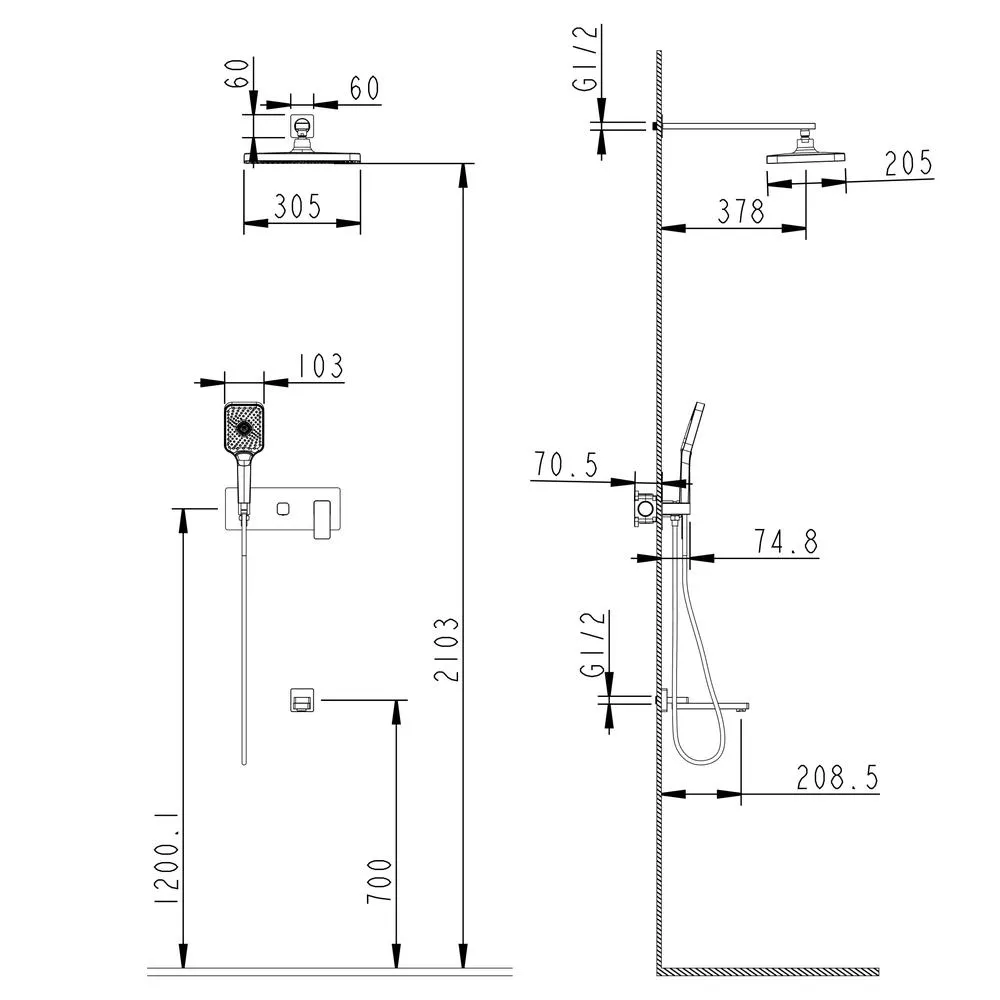 Душевая система встраиваемая Fmark FS8750-3A, хром